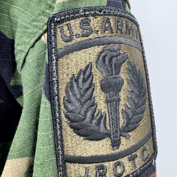 JROTC Coat Mens Large Extra Long Hot Weather Woodlands Camo Combat Button Up - Picture 6 of 8